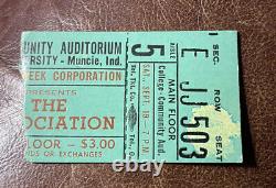 The Association Rare Floor Concert Ticket Stub Muncie, In 09/19/1970