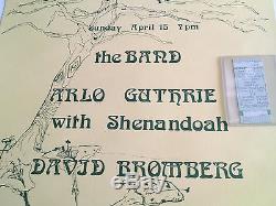 The Band, David Bromberg Arlo Guthrie Genuine Concert Poster+Ticket Stub 4/15/84