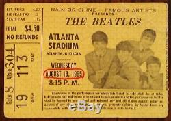 The Beatles-1965 RARE Original Concert Ticket Stub (Atlanta Stadium)