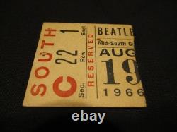 The Beatles 1966 Memphis TN Concert Ticket Stub August 19 1966, Mid South Collis