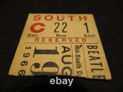The Beatles 1966 Memphis TN Concert Ticket Stub August 19 1966, Mid South Collis