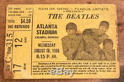 The Beatles CONCERT TICKET STUB Atlanta Stadium August 1965