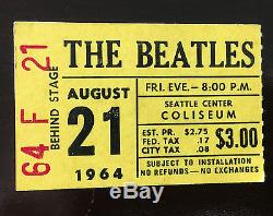 The Beatles Concert Ticket Stub Seattle Center Coliseum August 21, 1964 Original