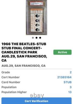 The Beatles Last Concert Final Performance Ticket Stub August 29, 1966 Sf Psa 2
