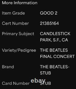 The Beatles Last Concert Final Performance Ticket Stub August 29, 1966 Sf Psa 2