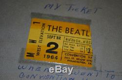 The Beatles Orig. 1964 Concert Ticket Stub Convention Hall, Phila, Sept. 2nd