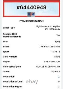 The Beatles Shea Stadium Concert Ticket Stub 1966? New York Aug 23? Pop4? Psa 4