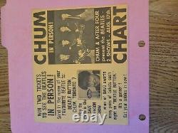 The Beatles original August 1965 Toronto concert ticket stub + CHUM hit chart