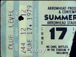 The Cars Ted Nugent Summer Rock 1979 Kansas City Arrowhead Concert Ticket Stub