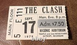 The Clash/david Johansen Rare Concert Ticket Stub Detroit, MI 09/17/1979