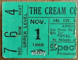 The Cream, 11/1/1968 Concert Ticket Stub Philadelphia Spectrum, Original Vintage