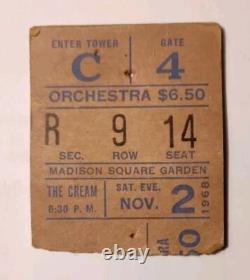 The Cream, 11/2/1968 Concert Ticket Stub Madison Square Garden, NY Original Vtg