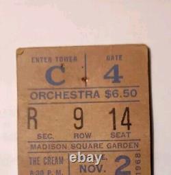 The Cream, 11/2/1968 Concert Ticket Stub Madison Square Garden, NY Original Vtg