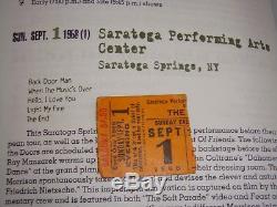 The Doors 1968 Concert Ticket Stub Saratoga Art Center Ny Jim Morrison