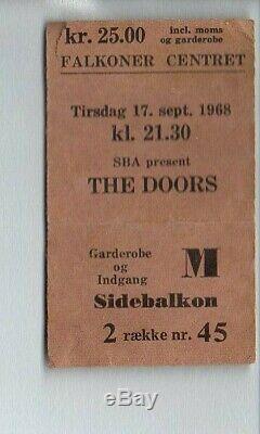 The Doors Morrison 1968 late and best rare original concert ticket stub Denmark