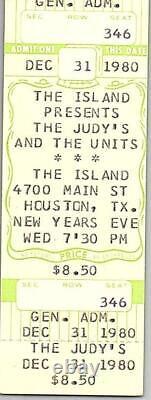 The Judys & The Units Untorn Concert Ticket Stub December 31 1980 Houston Texas