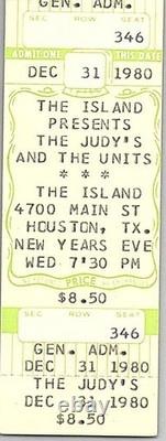The Judys & The Units Untorn Concert Ticket Stub December 31 1980 Houston Texas