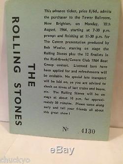 The Rolling Stones Concert Ticket Stub 8-10-1964 New Brighton UK Very Rare
