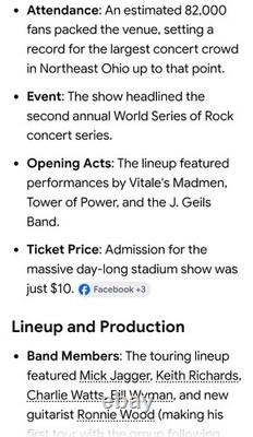 The Rolling Stones Concert Ticket Stub June 14 1975 Cleveland Stadium VERY RARE