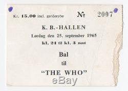 The Who 1965 rarest + early Who concert ticket stub Denmark Pete Townsend