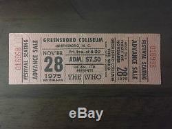 The Who 1975 Concert Ticket Stub Very Rare Fantastic Condition, Not Torn