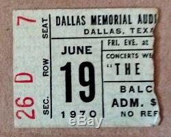 The Who 2 x US Concert Ticket Stubs 1970 &1971. Dallas, Texas