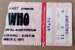 The Who 2 x US Concert Ticket Stubs 1970 &1971. Dallas, Texas