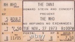 The Who / Lynyrd Skynyrd 1973 Tour The Omni / Atlanta Concert Ticket Stub / Nmt