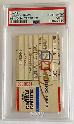 Tommy Shaw STYX Signed 1981 Concert Ticket Stub PSA/DNA Certified and Slabbed