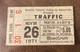 Traffic/mother Earth Rare Concert Ticket Stub Philadelphia, Pa 11/26/1971