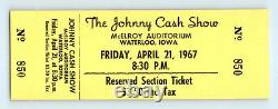 UNUSED! 1967 Vintage JOHNNY CASH Concert Ticket WATERLOO, IOWA / Country Music