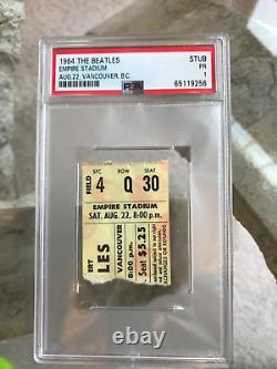 Ultra Rare Vintage Beatles 1964 Vancouver Concert Ticket Stub Psa 1!