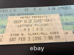 Unused Concert Ticket 1996 Deep Blue Something with Letters to Cleo Metro Chicago