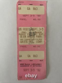 Us Festival 1982 Unused Concert Ticket Stub Glen Helen Park