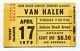 Van Halen Concert Ticket Stub 4-17-1979 Jantzen Beach Ice Arena Portland Oregon