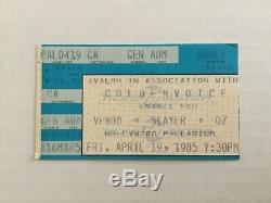 Venom Slayer Oz (exodus) 1985 Ultimate Revenge Tour Original Concert Ticket Stub