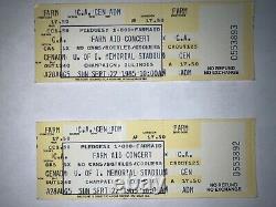 Very First Farm Aid #1 1985 Champaign IL Pair Consecutive-unused Concert Tickets