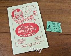 Vintage 1958 Louis Armstrong Jazz Concert Program + Ticket Stub Baltimore, MD