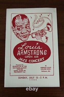 Vintage 1958 Louis Armstrong Jazz Concert Program + Ticket Stub Baltimore, MD