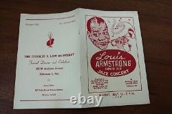 Vintage 1958 Louis Armstrong Jazz Concert Program + Ticket Stub Baltimore, MD