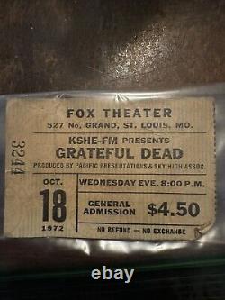 Vintage 1972 Grateful Dead Concert Ticket Stub St. Louis MO KSHE Fox Theatre