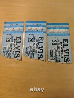 Vintage 1977 Elvis Concert Ticket Stubs, Set of 3, April 29, Duluth Auditorium