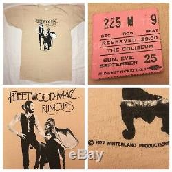 Vintage 1977 Fleetwood Mac Rumours Winterland Concert Tour T-Shirt + Ticket Stub