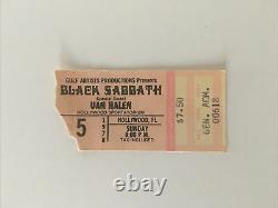 Vintage 1978 Black Sabbath & Van Halen Rock Concert Ticket Stub Hollywood Fla