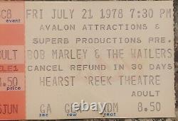 Vintage 1978 Bob Marley Wailers Greek Theatre Berkeley CA Concert Ticket Stub