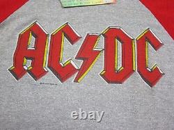 Vintage 1980 Back in Black ACDC Tour Concert Band Raglan T-Shirt withTicket Stub