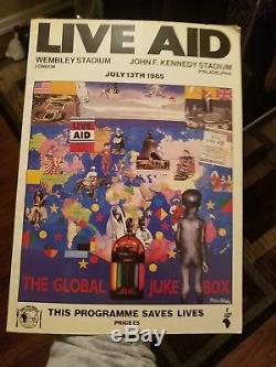 Vintage 1985 LIVE AID UK Concert Bundle Lot Shirt Program Ticket Stub