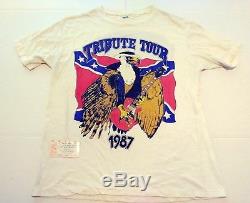 Vintage 1987 Lynyrd Skynyrd Tribute Tour Concert Shirt L XL with Ticket Stub Ched