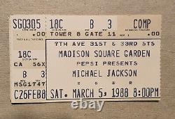 Vintage 1988 MICHAEL JACKSON MADISON SQUARE GARDEN NYC CONCERT TICKET STUB
