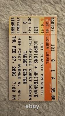 Vintage 2003 SCORPIONS Concert Ticket Stub Whitesnake Dokken Minneapolis MN